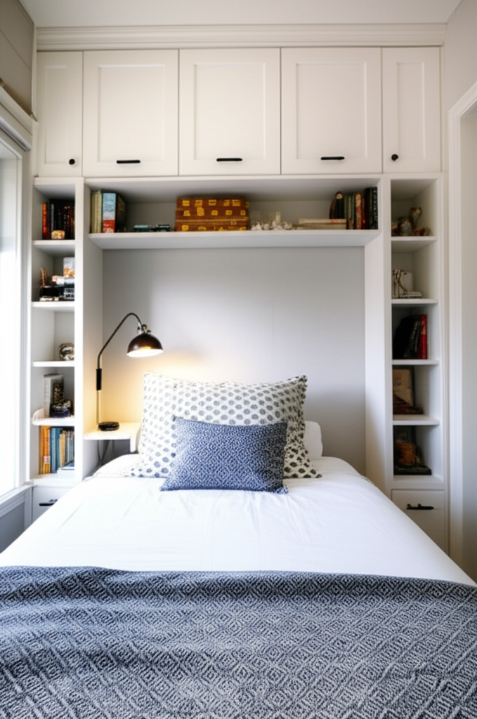 Generate a high-quality, relevant image prompt for an article about: Where to Put a Bed in a Small R