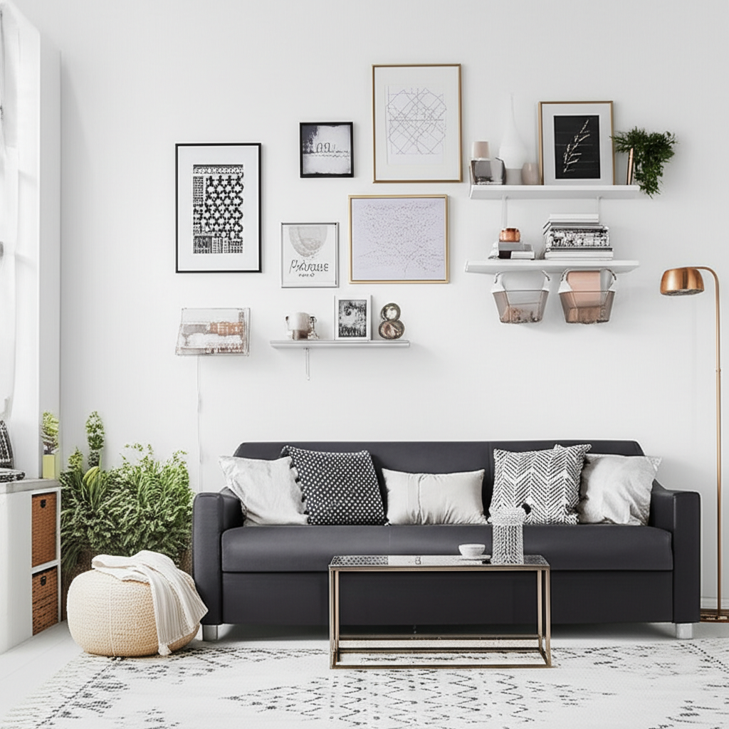 Generate a high-quality, relevant image prompt for an article about: DIY Room Decor Ideas for Small