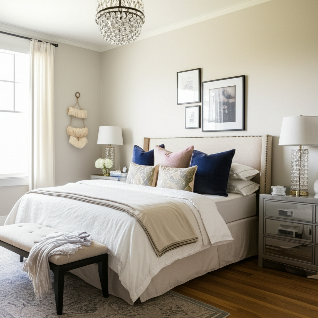 Generate a high-quality, relevant image prompt for an article about: Best Bedroom Decorating Ideas: