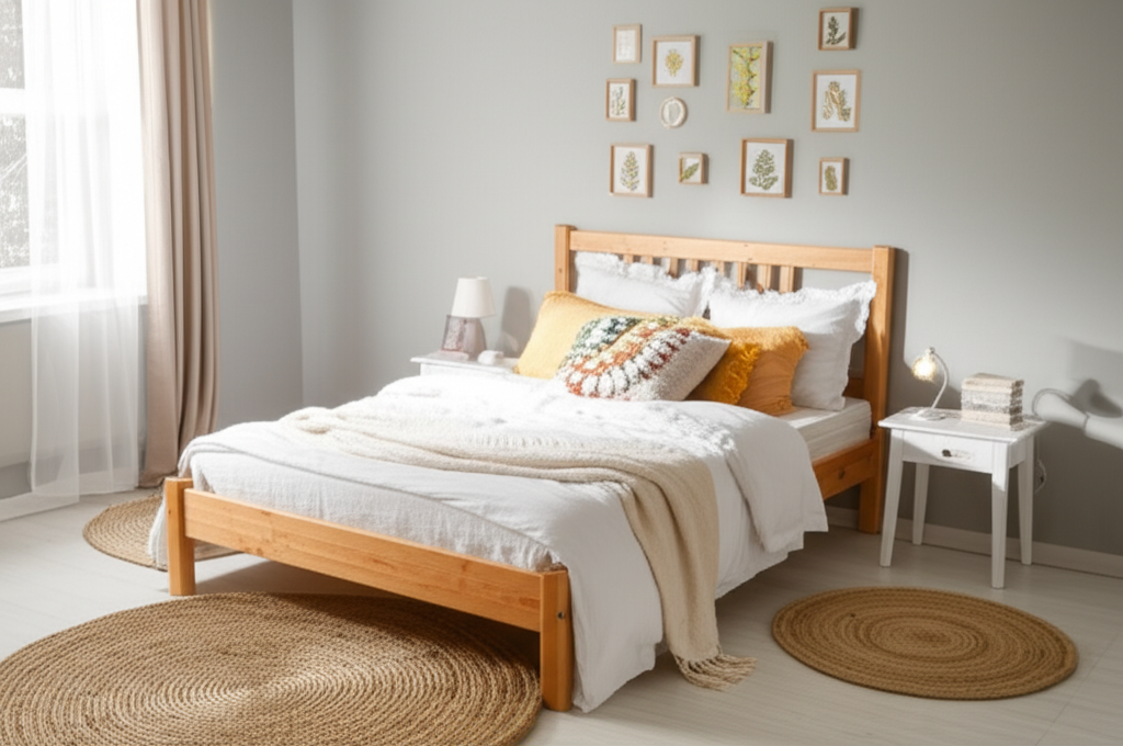 Generate a high-quality, relevant image prompt for an article about: Simple Budget Bedroom Decor Ide