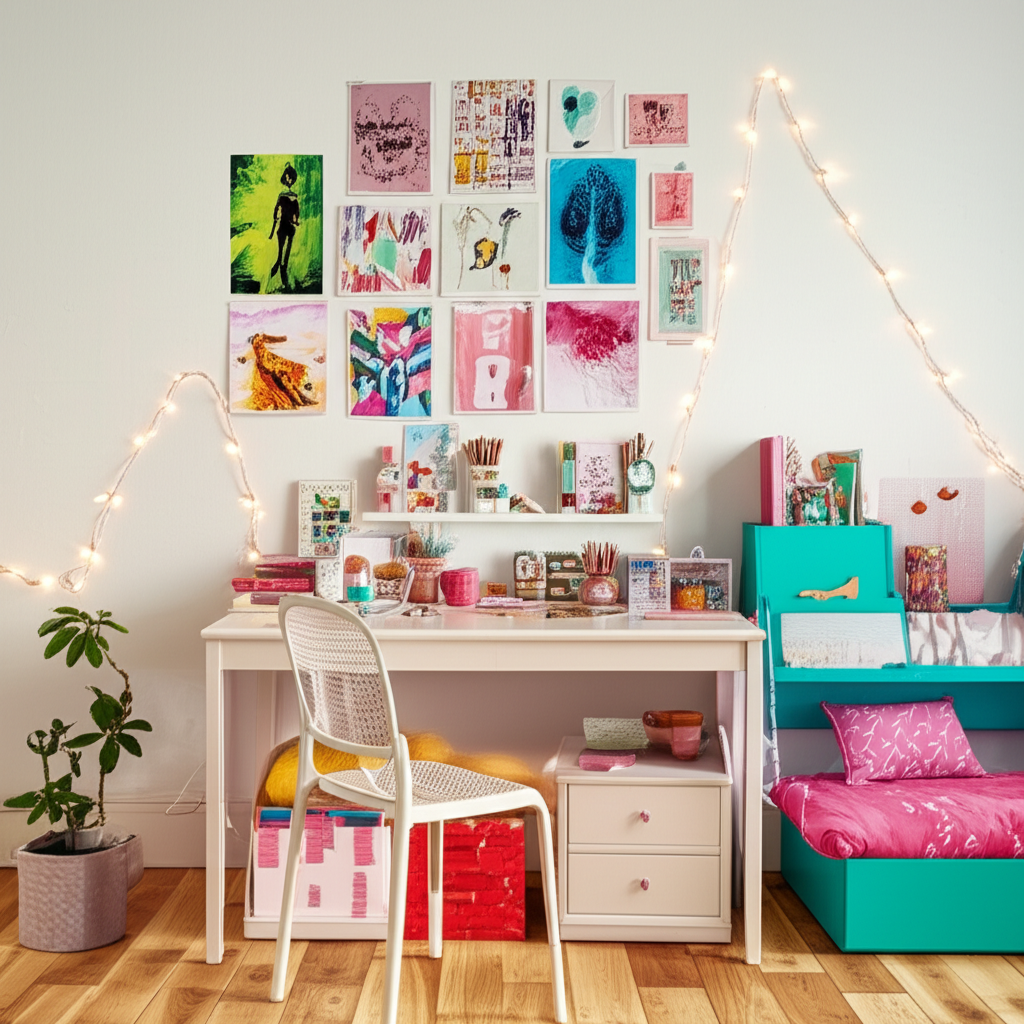Generate a high-quality, relevant image prompt for an article about: 7 Amazing DIY Room Decor Ideas