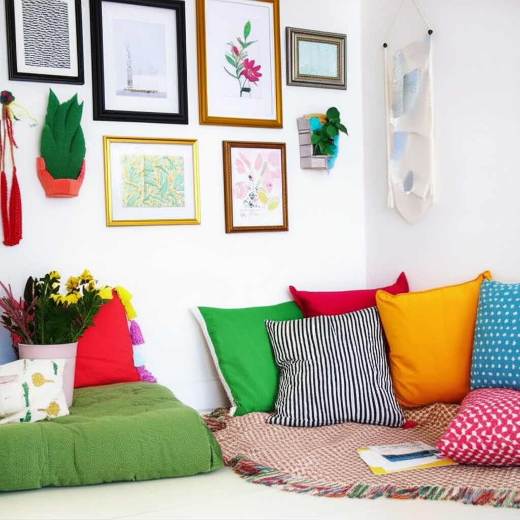 Generate a high-quality, relevant image prompt for an article about: 7 DIY Room Decor Ideas: Essenti