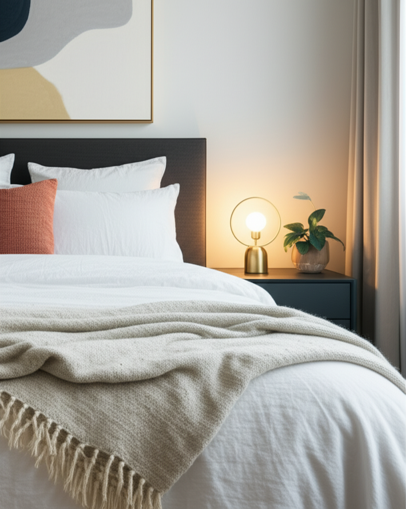 Generate a high-quality, relevant image prompt for an article about: 7 Best Bedroom Decorating Ideas