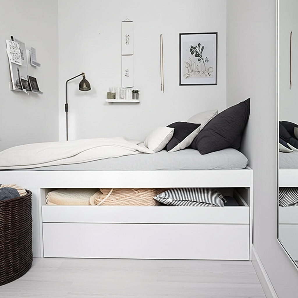 Generate a high-quality, relevant image prompt for an article about: 7 Small Bedroom Interior Design