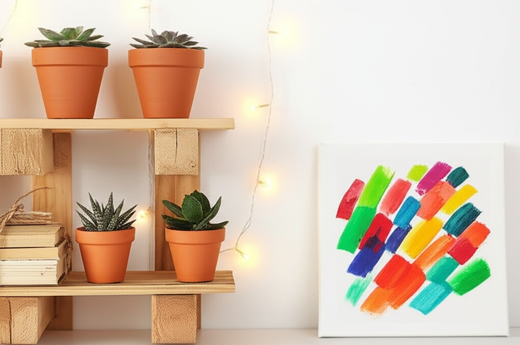 Generate a high-quality, relevant image prompt for an article about: 10 DIY Room Decor Ideas: Effort