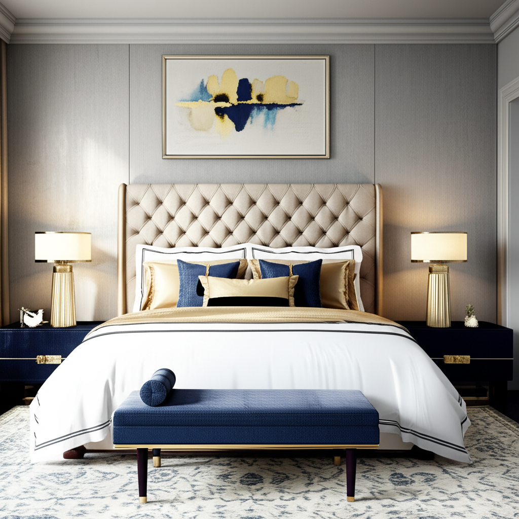 Generate a high-quality, relevant image prompt for an article about: 10 Luxury Bedroom Decor Ideas: