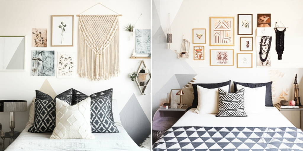 Generate a high-quality, relevant image prompt for an article about: 20 DIY Wall Art Ideas For Bedro