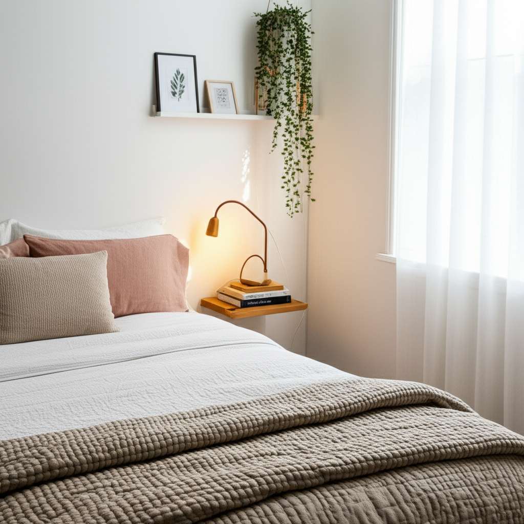 Generate a high-quality, relevant image prompt for an article about: 7 Small Bedroom Interior Design