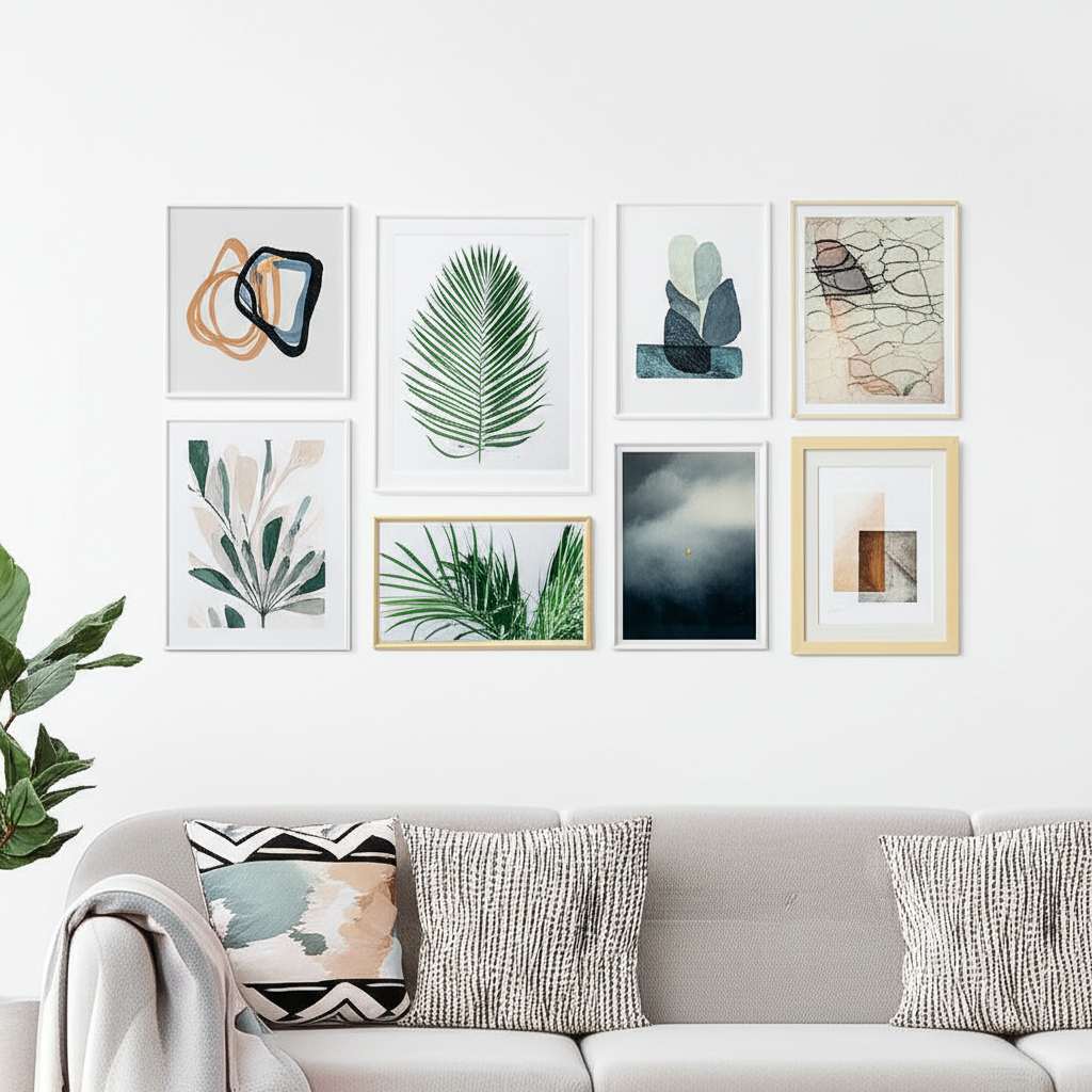 Generate a high-quality, relevant image prompt for an article about: 10 Wall Decor Ideas For Blank W