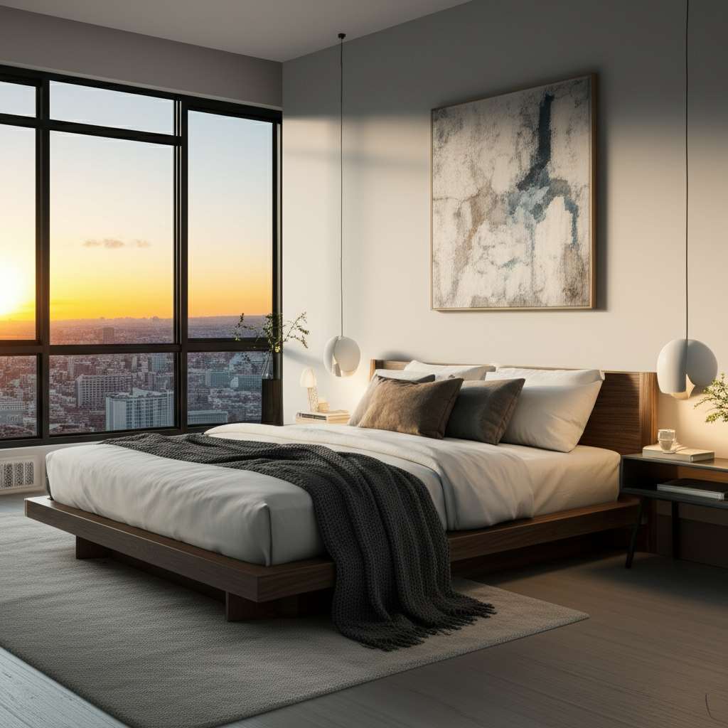 Generate a high-quality, relevant image prompt for an article about: 12 Modern Bedroom Decorating Id