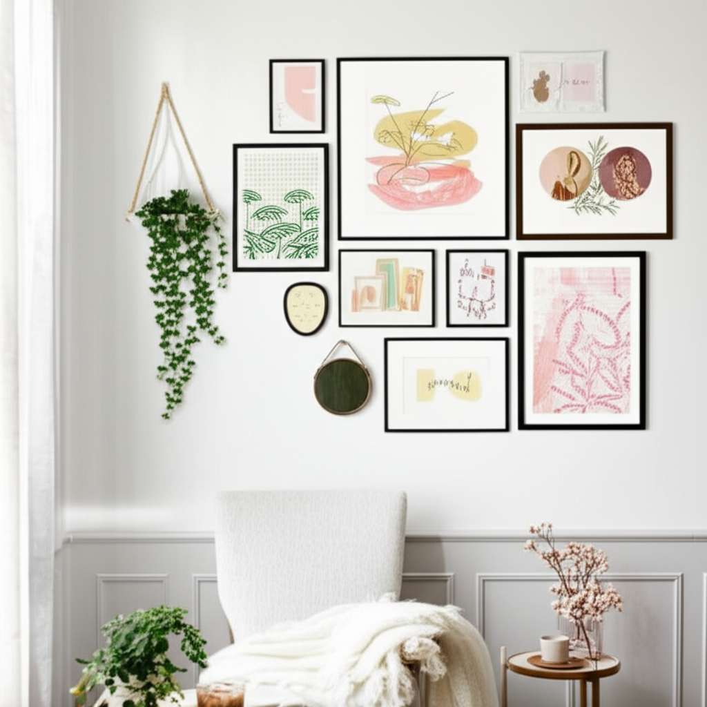 Generate a high-quality, relevant image prompt for an article about: 12 Trendy Wall Decor Ideas: Ess