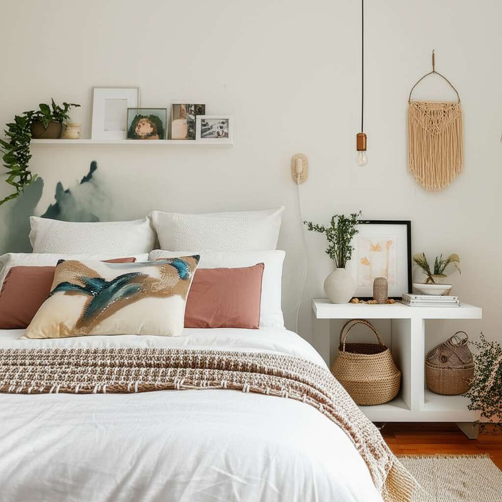 Generate a high-quality, relevant image prompt for an article about: 15 Aesthetic Small Bedroom Deco