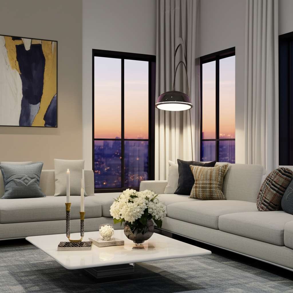 Generate a high-quality, relevant image prompt for an article about: 15 Elegant Living Room Decorati