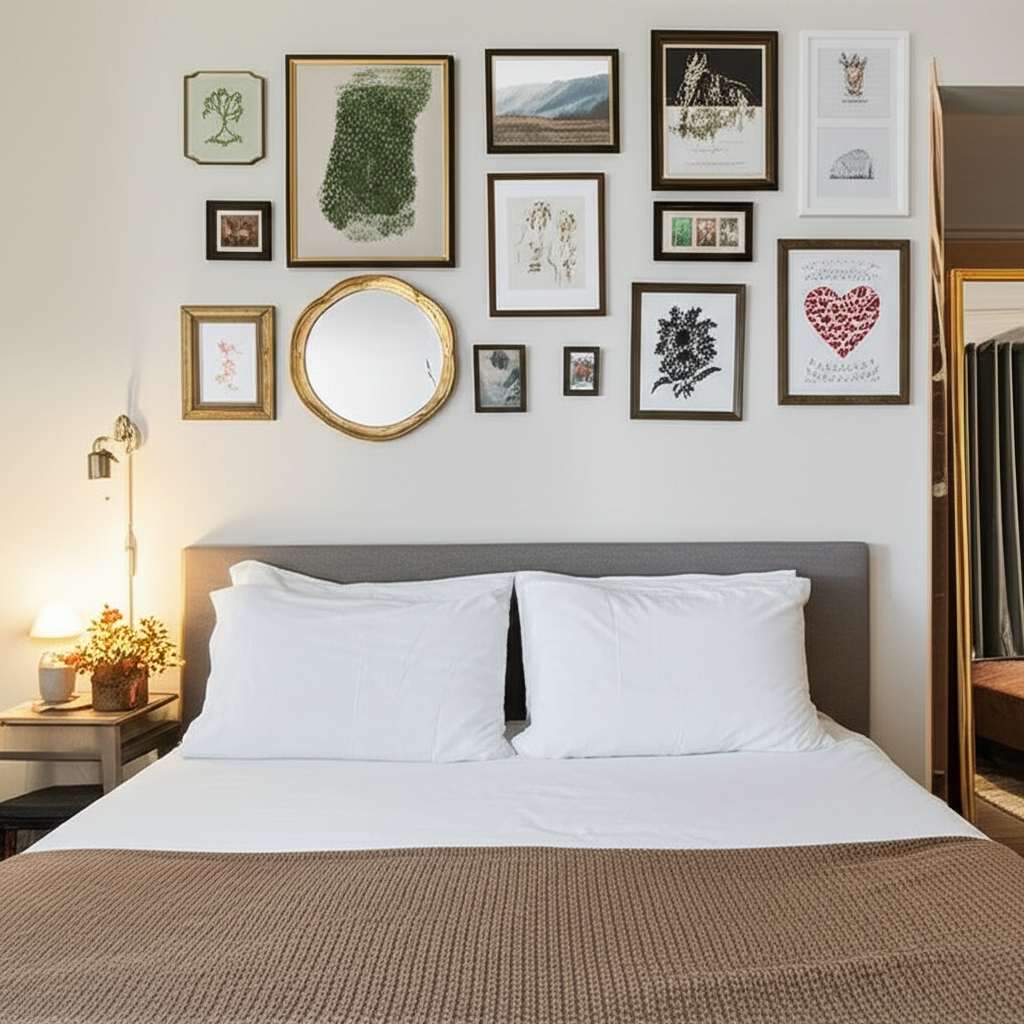 Generate a high-quality, relevant image prompt for an article about: 20 Small Bedroom Wall Decoratio