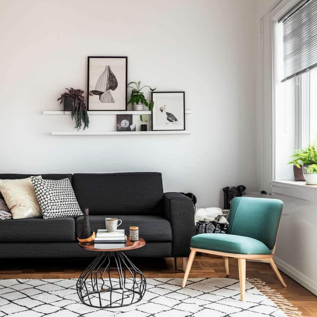 Generate a high-quality, relevant image prompt for an article about: 5 Space Saving Room Decor Ideas