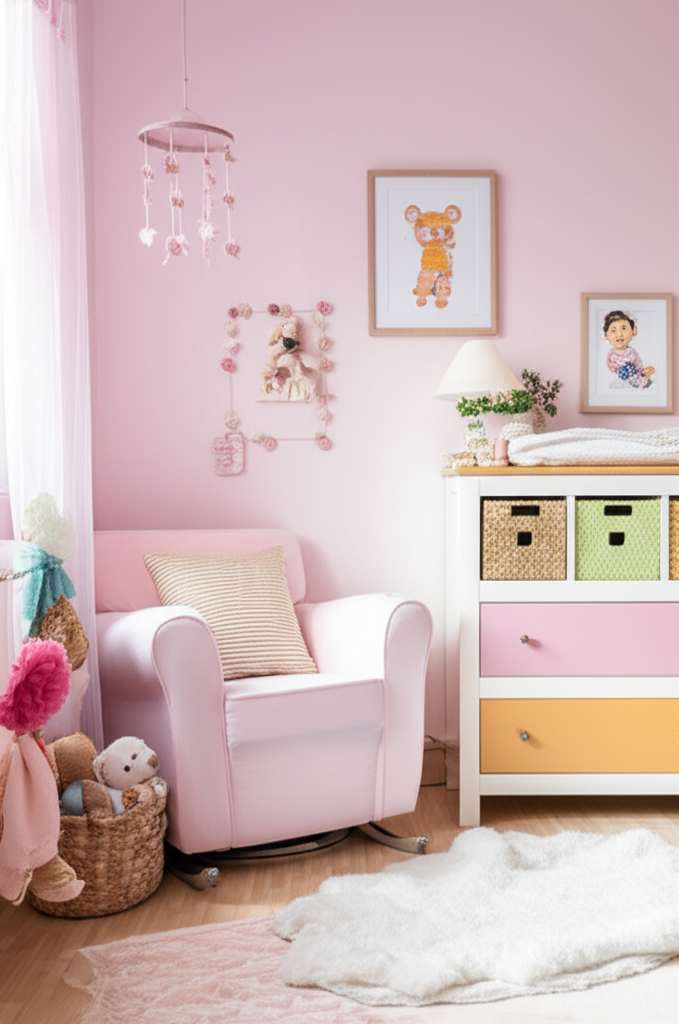 Generate a high-quality, relevant image prompt for an article about: 5 Budget-Friendly Baby Room Dec