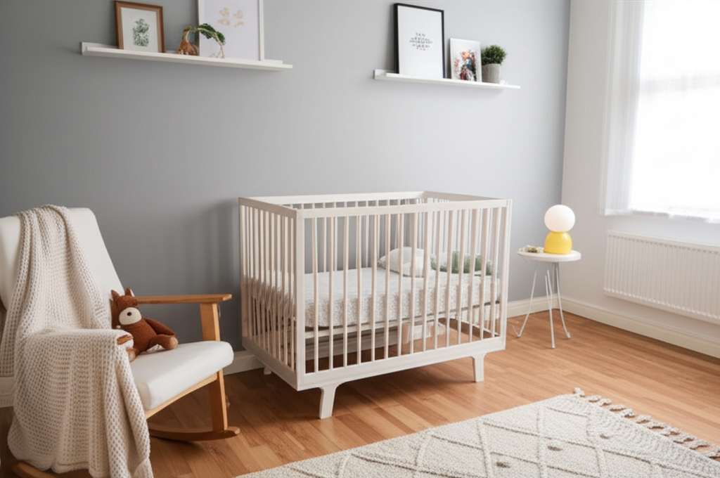 Generate a high-quality, relevant image prompt for an article about: 7 Modern Baby Nursery Room Deco