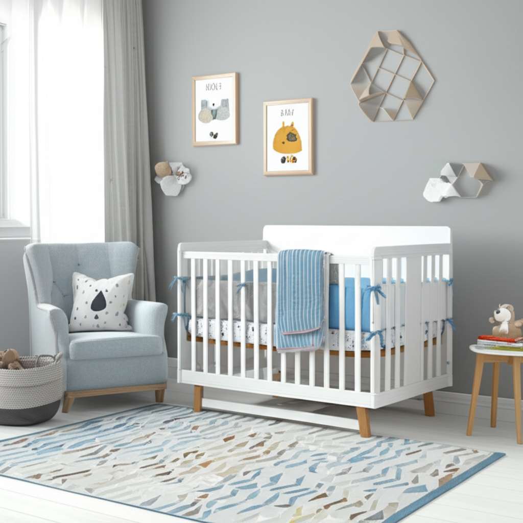 Generate a high-quality, relevant image prompt for an article about: 10 Stylish Baby Room Decorating