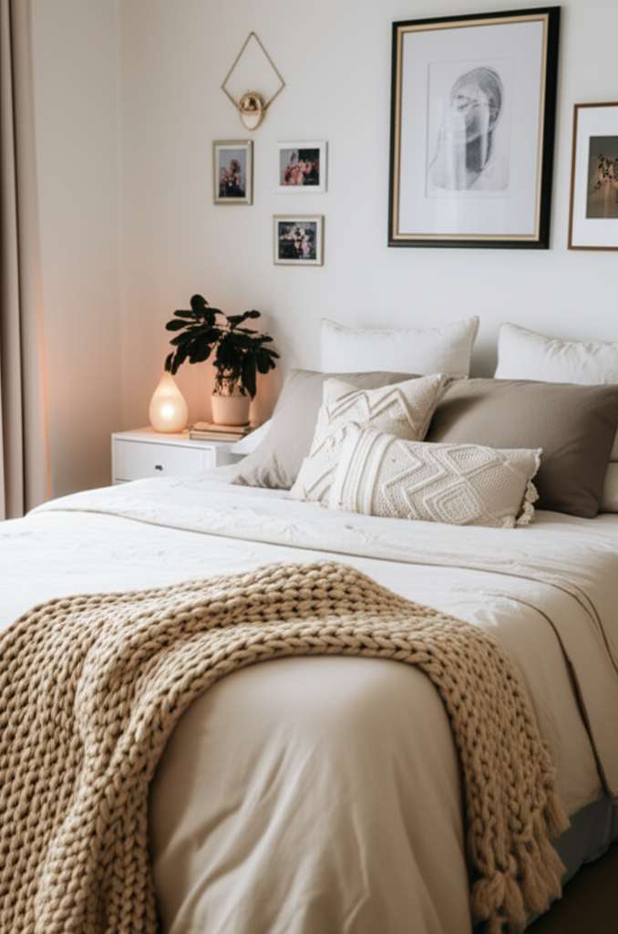 Generate a high-quality, relevant image prompt for an article about: 7 Cozy Bedroom Decor Ideas For