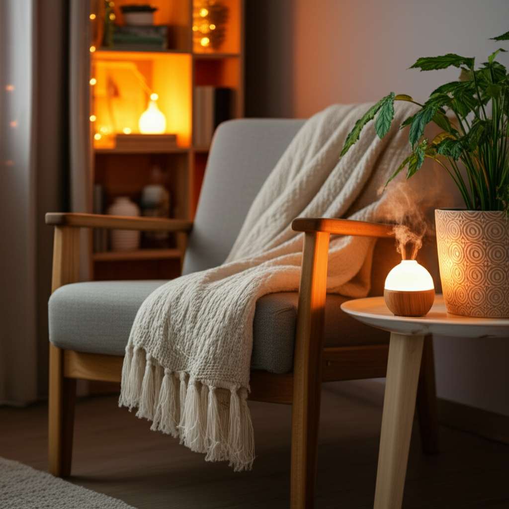 Generate a high-quality, relevant image prompt for an article about: 7 Relaxing Mom Room Decor Ideas