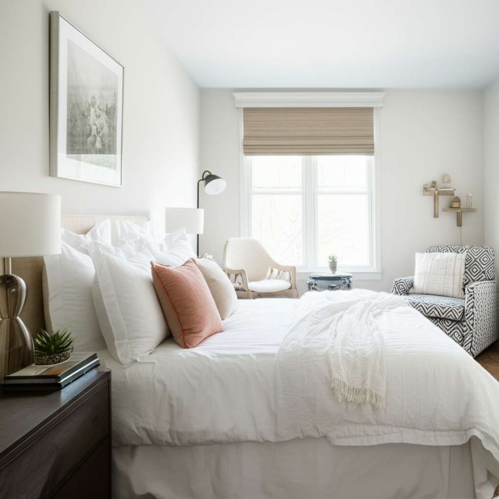 Generate a high-quality, relevant image prompt for an article about: 7 Modern Mom Bedroom Decorating