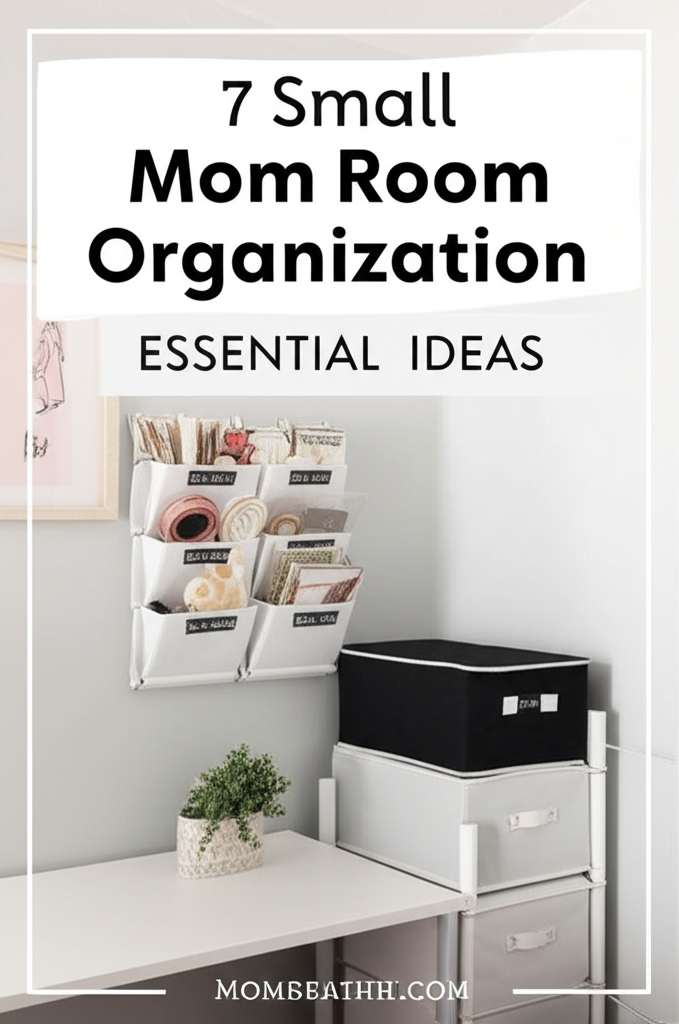 Generate a high-quality, relevant image prompt for an article about: 7 Small Mom Room Organization: