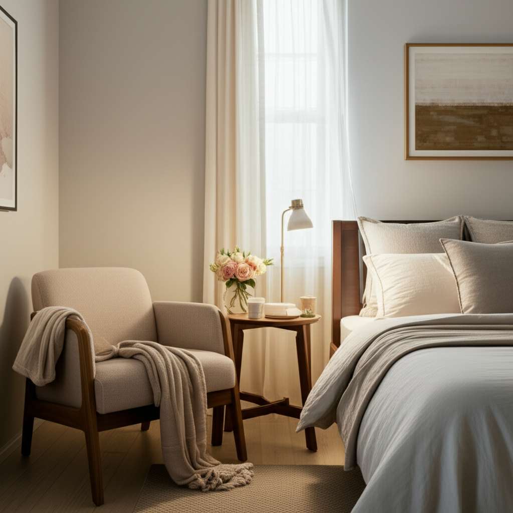 Generate a high-quality, relevant image prompt for an article about: 7 Elegant Mom Room Decor Ideas: