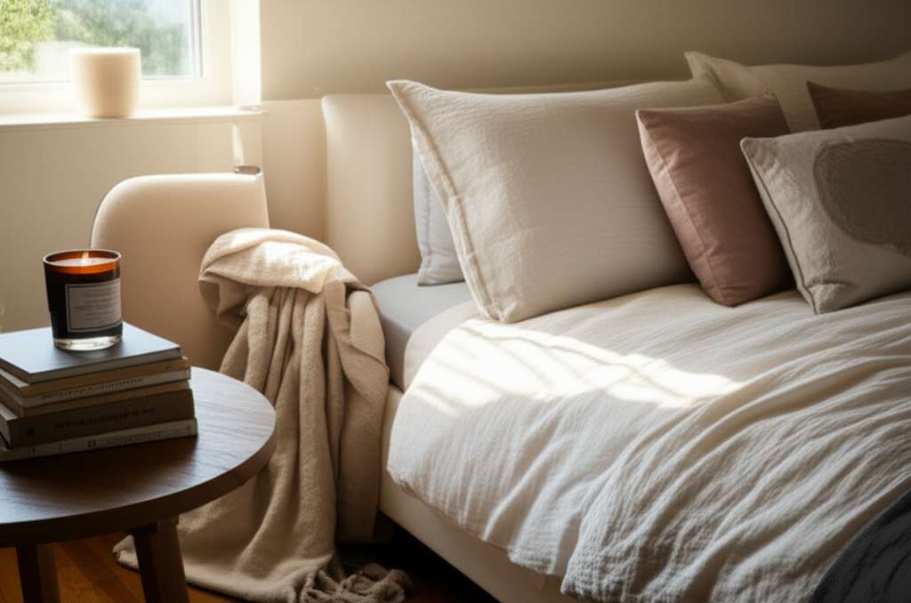 Generate a high-quality, relevant image prompt for an article about: 10 Calming Mom Room Decor Ideas