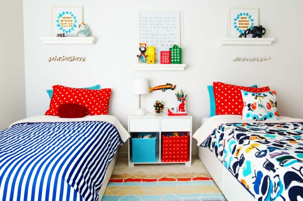 Generate a high-quality, relevant image prompt for an article about: 7 Shared Room Decorating Ideas: