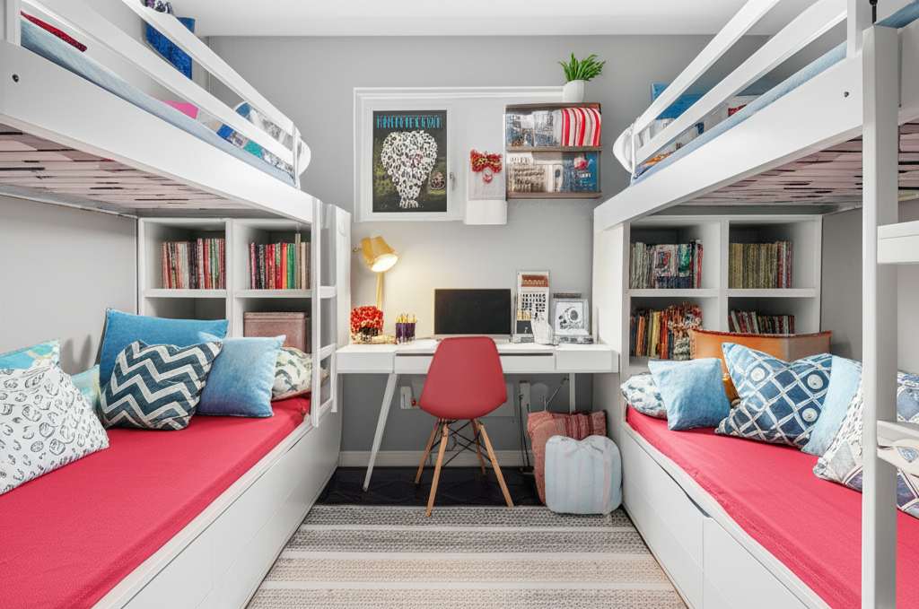 Generate a high-quality, relevant image prompt for an article about: 7 Shared Room Decorating Ideas: