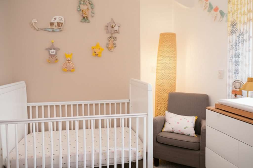 Generate a high-quality, relevant image prompt for an article about: 7 Small Mom & Baby Shared Room