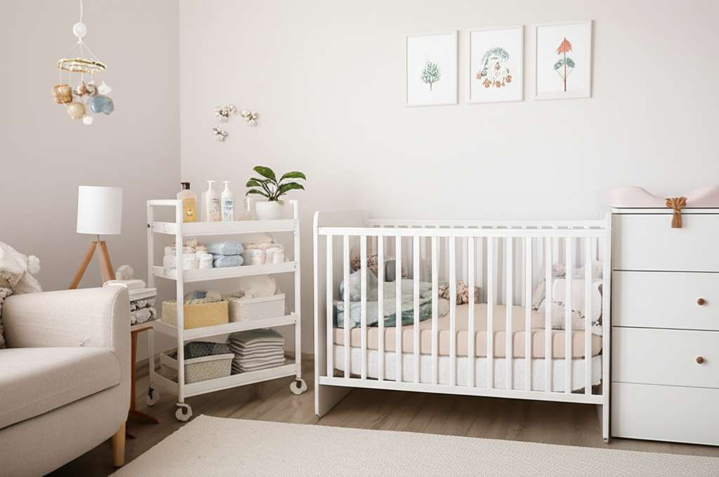 Generate a high-quality, relevant image prompt for an article about: 7 Small Mom & Baby Shared Room