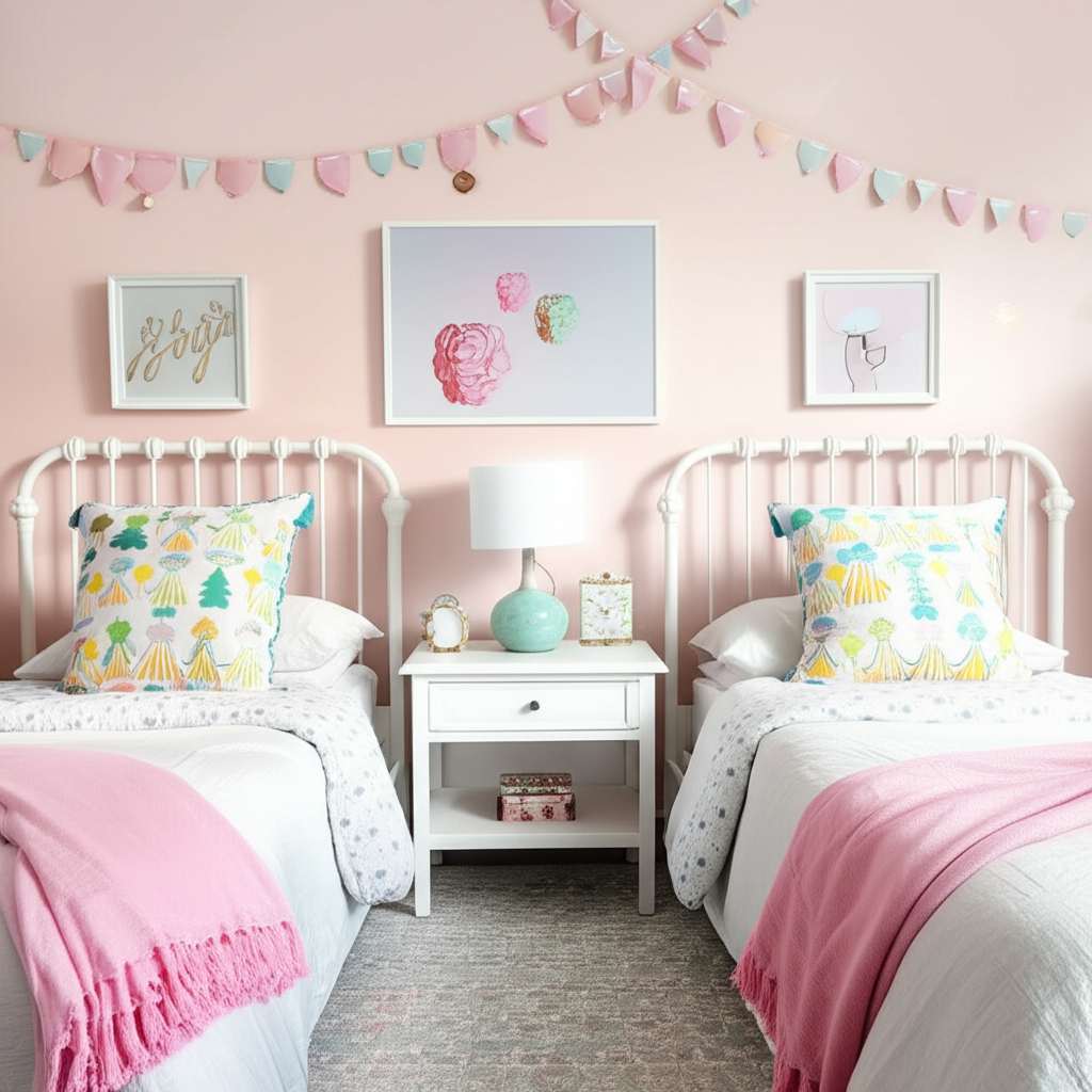 Generate a high-quality, relevant image prompt for an article about: 7 Cozy Shared Room Decor Ideas: