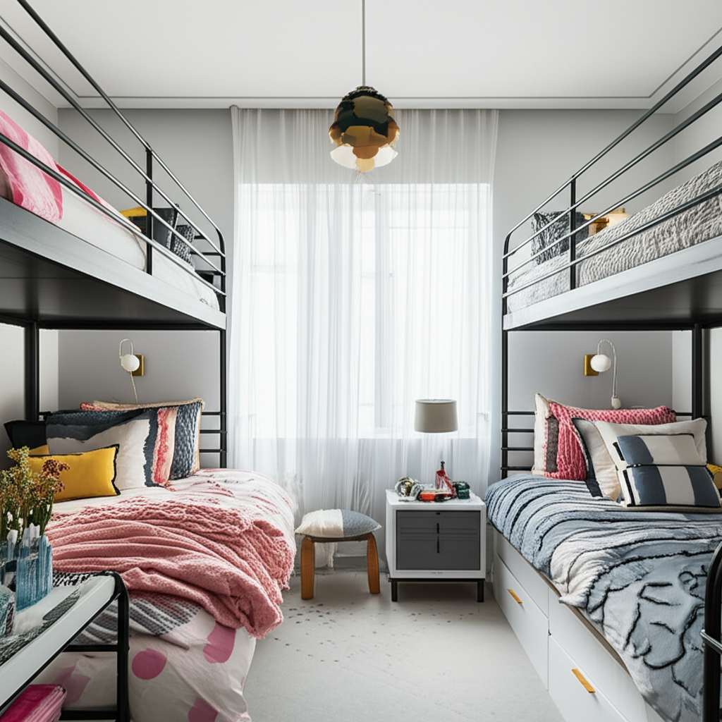 Generate a high-quality, relevant image prompt for an article about: 7 Aesthetic Shared Room Ideas: