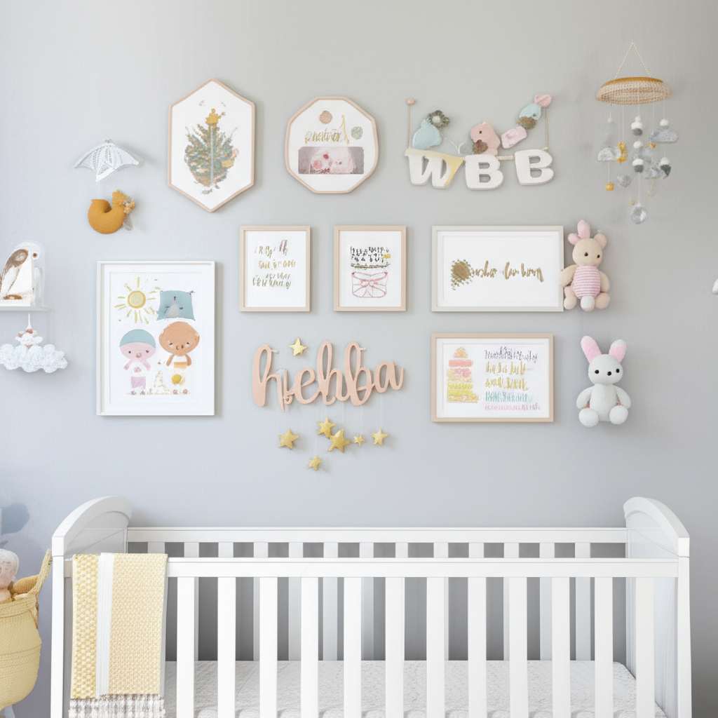 Generate a high-quality, relevant image prompt for an article about: 10 Creative Mom & Baby Wall Dec