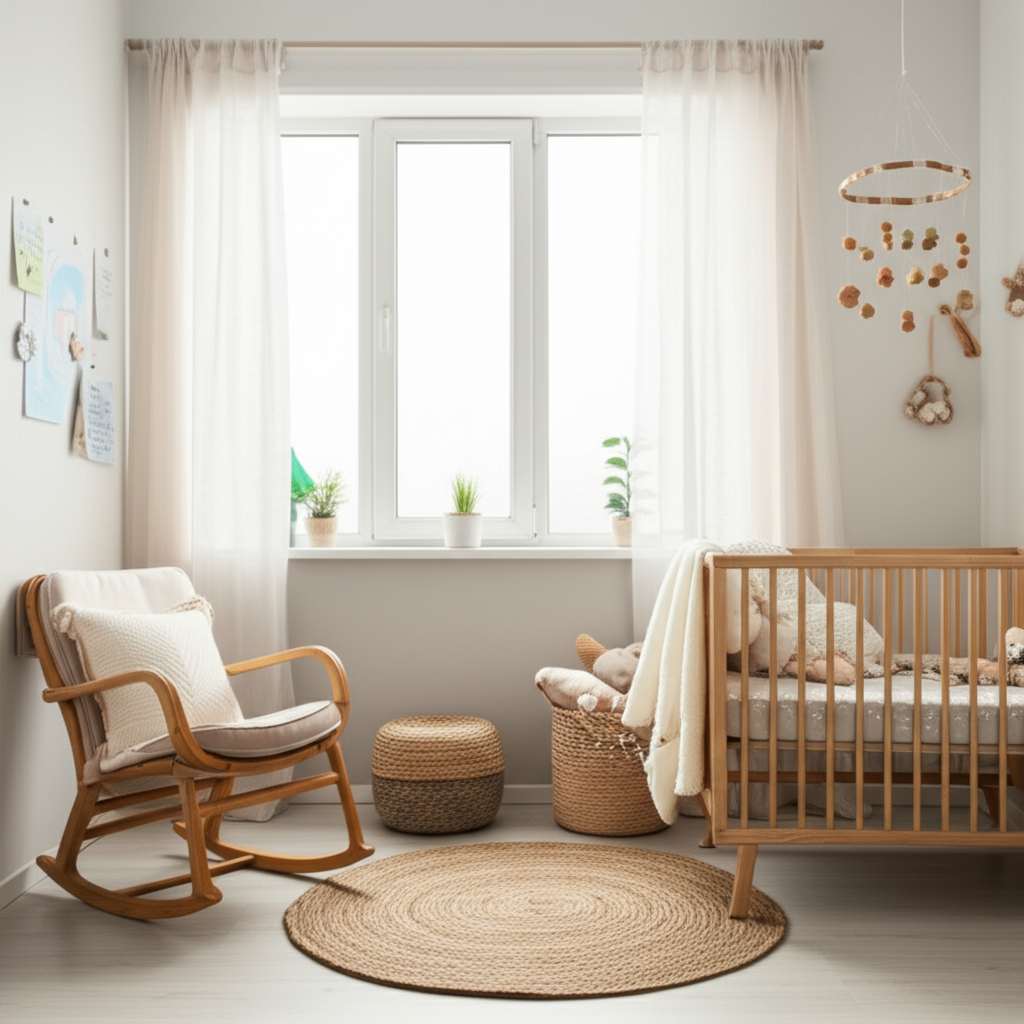 Generate a high-quality, relevant image prompt for an article about: 10 Eco-Friendly Mom & Baby Room