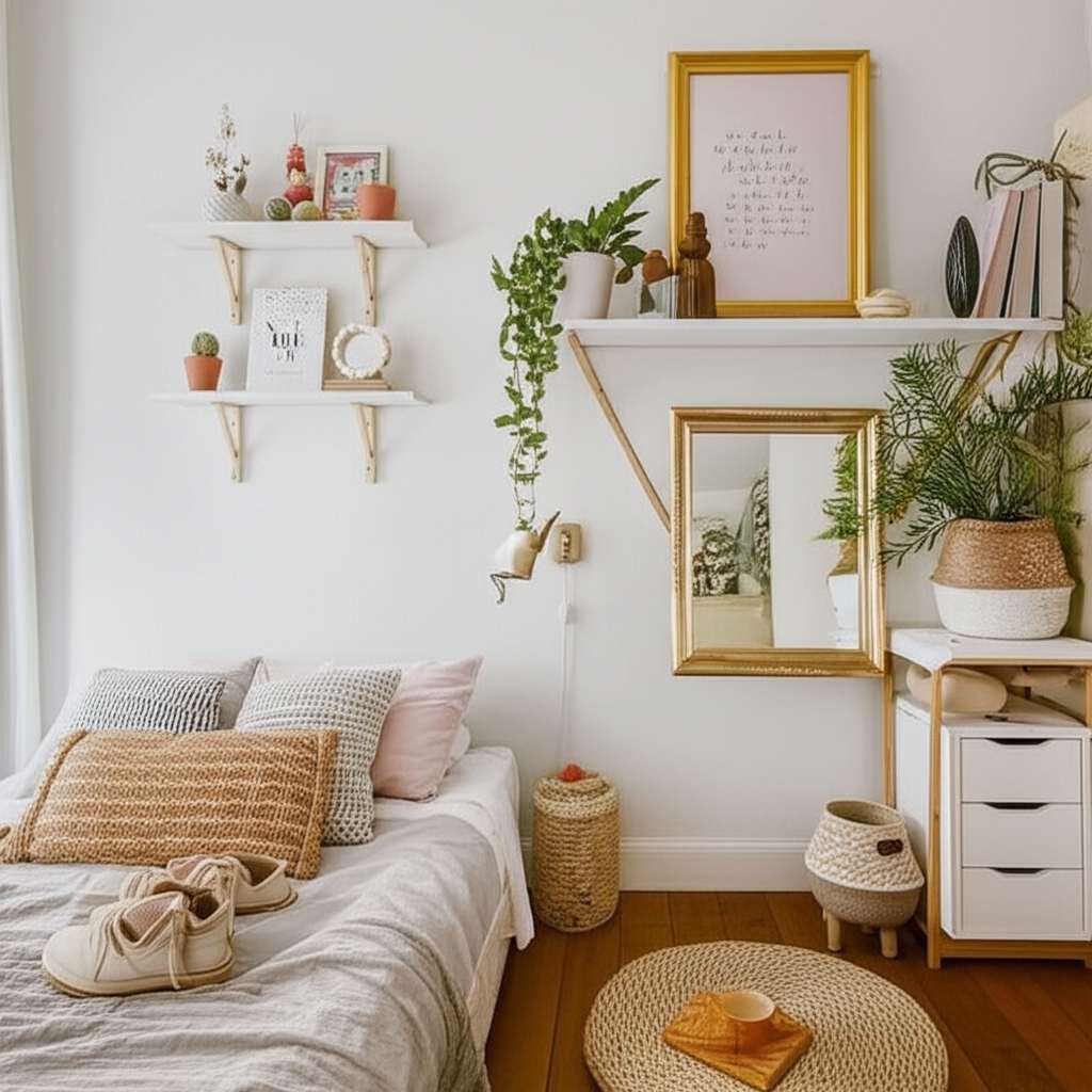 Generate a high-quality, relevant image prompt for an article about: DIY Room Decor Ideas for Small