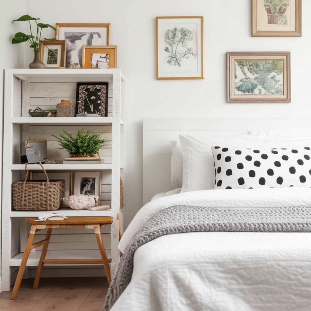 Generate a high-quality, relevant image prompt for an article about: Small Bedroom Decorating Ideas