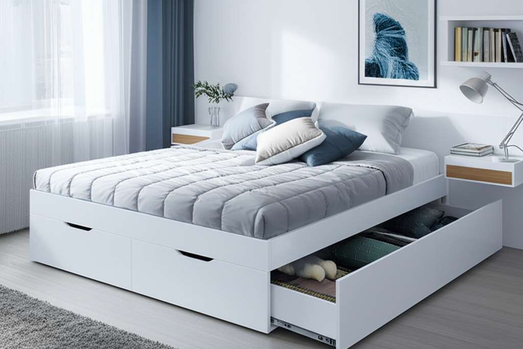 Generate a high-quality, relevant image prompt for an article about: Small Bedroom Ideas For Adults: