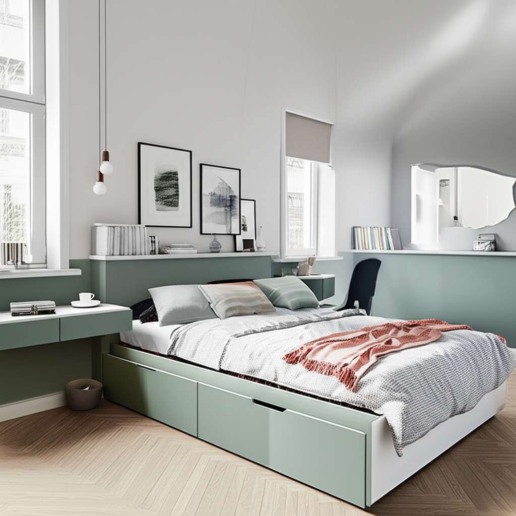 Generate a high-quality, relevant image prompt for an article about: Modern Bedroom Designs For Smal