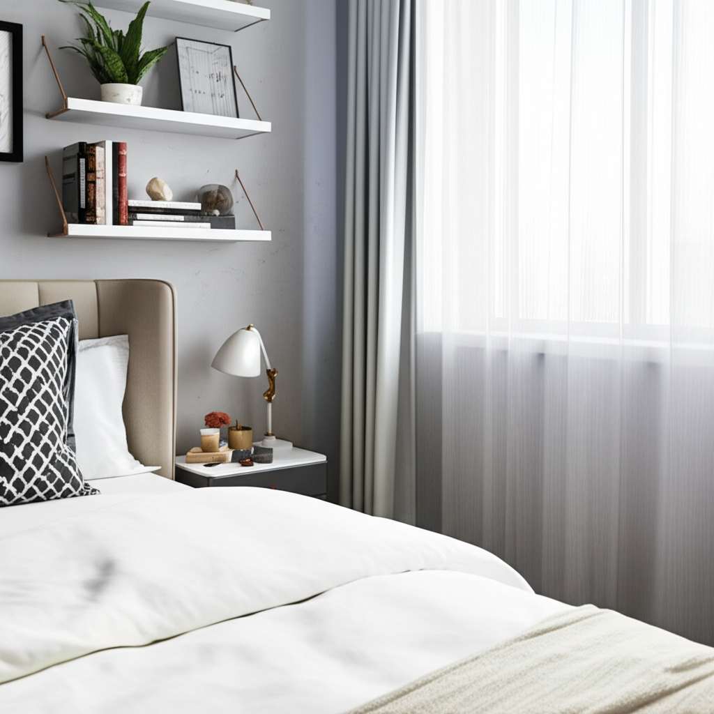 Generate a high-quality, relevant image prompt for an article about: How to Decorate a Small Bedroom