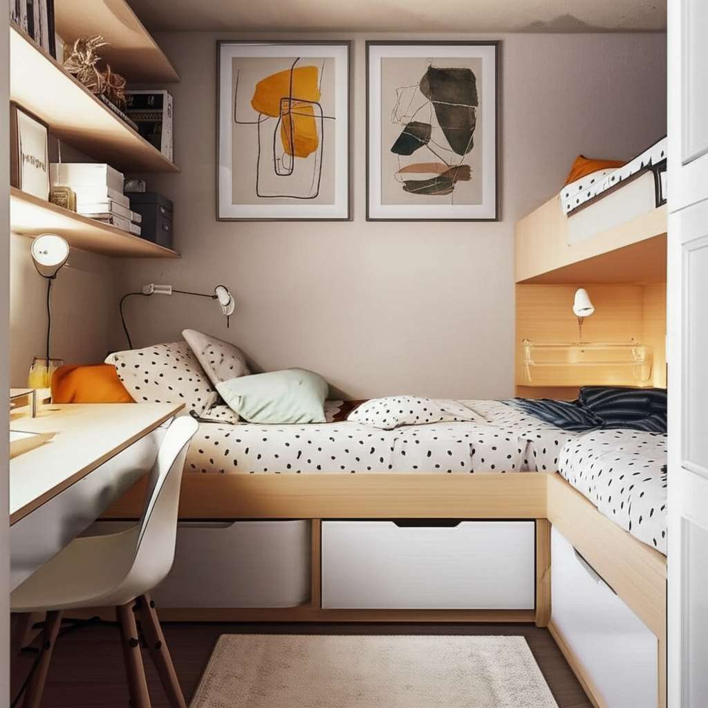 Generate a high-quality, relevant image prompt for an article about: Small Room Design For 2 Person: