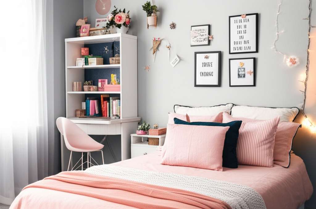 Generate a high-quality, relevant image prompt for an article about: How To Decorate A Small Bedroom