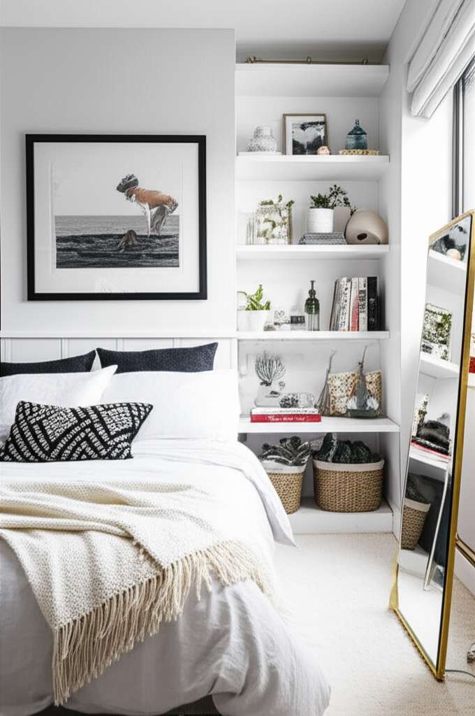 Generate a high-quality, relevant image prompt for an article about: How To Decorate Small Bedroom: