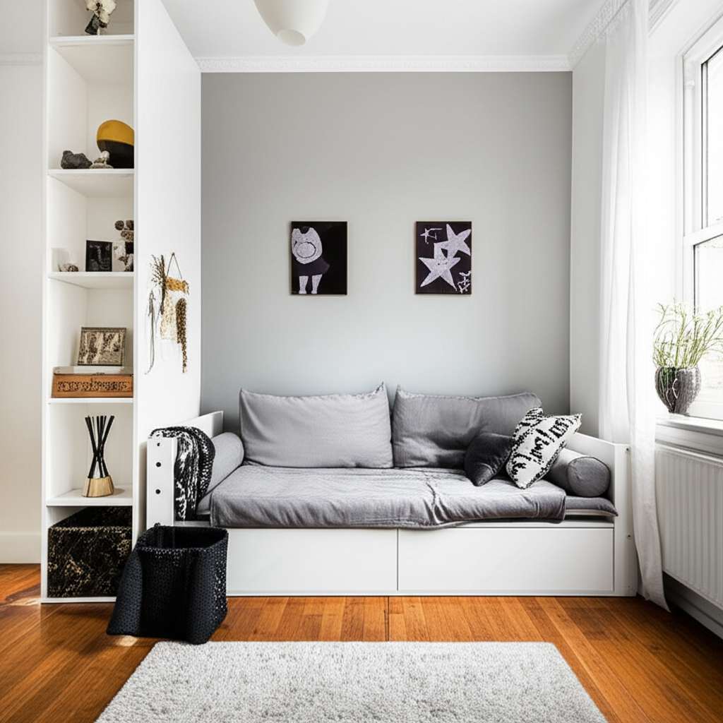 Generate a high-quality, relevant image prompt for an article about: Small Room Layout Ideas: Genius