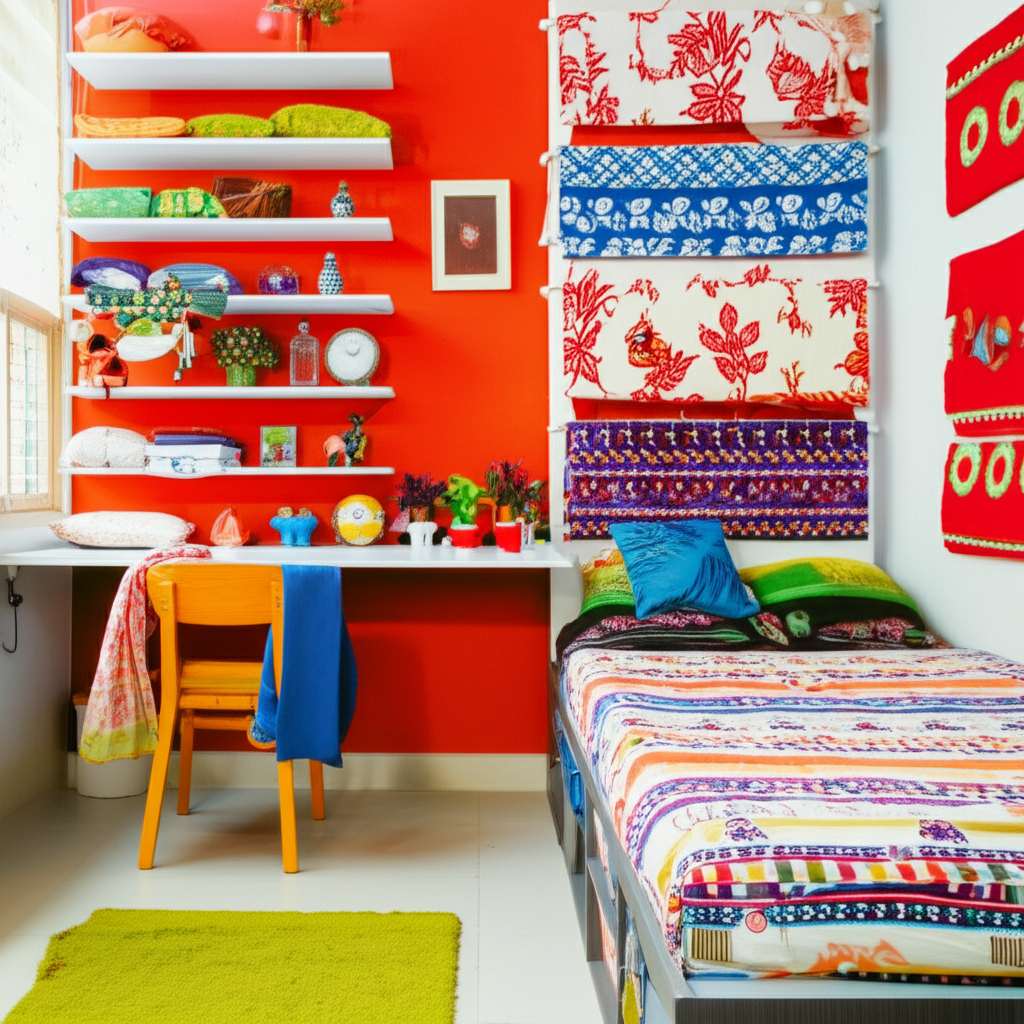 Generate a high-quality, relevant image prompt for an article about: Small Bedroom Decorating Ideas