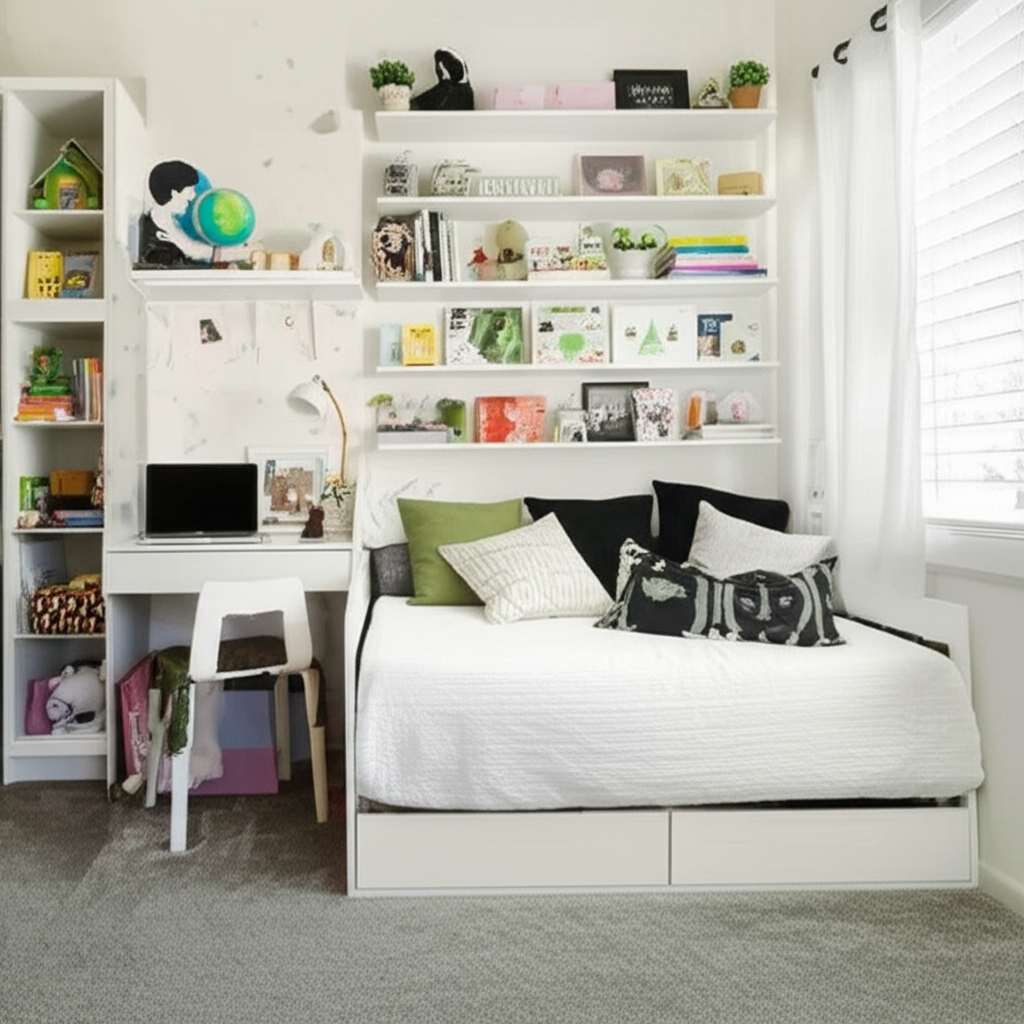 Generate a high-quality, relevant image prompt for an article about: Small Space Very Small Bedroom