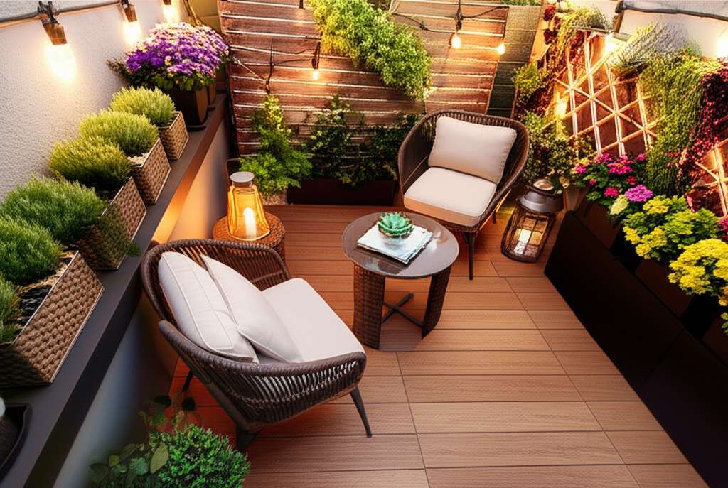 Generate a high-quality, relevant image prompt for an article about: Small Terrace Room Design Ideas