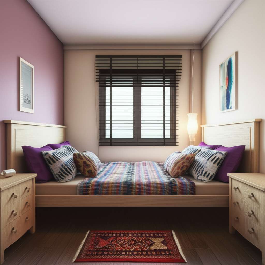 Generate a high-quality, relevant image prompt for an article about: Small Bedroom Decorating Ideas