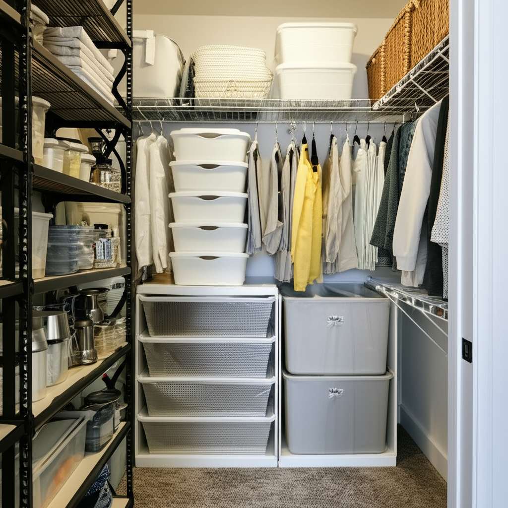 Generate a high-quality, relevant image prompt for an article about: Small Store Room Design Ideas: